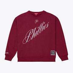 Burgundy Philadelphia Phillies Mitchell & Ness Women's Script Sweatshirt