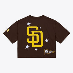 Brown San Diego Padres Mitchell & Ness Women's Pep Rally Cropped Boxy T-Shirt