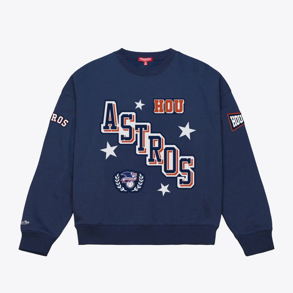 Navy Houston Astros Mitchell & Ness Women's Pep Rally Sweatshirt