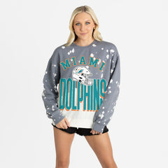 Gameday Couture Women's Arch Rivals Faded Wash Sweatshirt - Miami Dolphins Sweatshirts