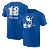 Royal Yoshinobu Yamamoto Los Angeles Dodgers Fastball Player Name & Number T-Shirt