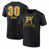 Black Paul Skenes Pittsburgh Pirates Fastball Player Name & Number T-Shirt