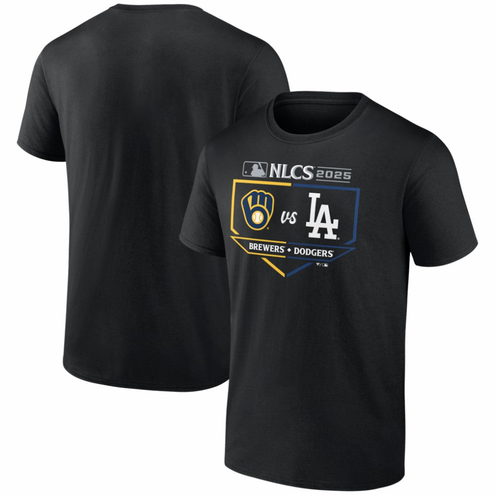 Black Milwaukee Brewers vs. Los Angeles Dodgers 2025 National League Championship Series Matchup Batter's Box T-Shirt
