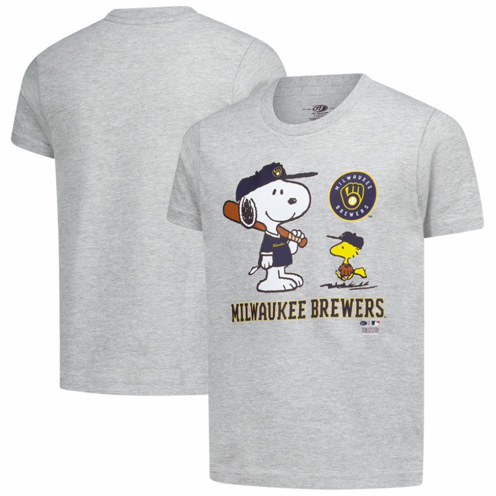 Heather Gray Milwaukee Brewers Youth Peanuts Snoopy T-Shirt