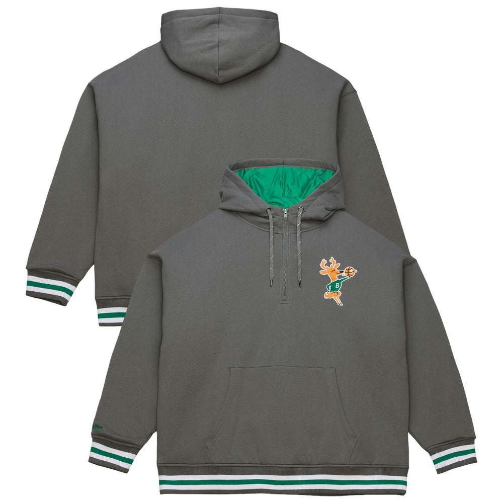 Mitchell & Ness Milwaukee Bucks Throw It Back Quilted Fleece Quarter-Zip Hoodie