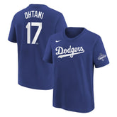 Royal Shohei Ohtani Los Angeles Dodgers Nike Youth 2025 World Series Champions Name & Number T-Shirt