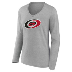 NHL Carolina Hurricanes Women's Primary Logo Long Sleeve V-Neck T-Shirt