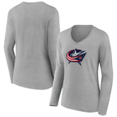 NHL Columbus Blue Jackets Women's Primary Logo Long Sleeve V-Neck T-Shirt