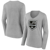NHL Los Angeles Kings Women's Primary Logo Long Sleeve V-Neck T-Shirt