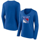 NHL New York Rangers Women's Primary Logo Long Sleeve V-Neck T-Shirt