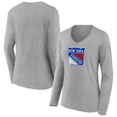 NHL New York Rangers Women's Primary Logo Long Sleeve V-Neck T-Shirt