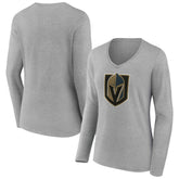 NHL Vegas Golden Knights Women's Primary Logo Long Sleeve V-Neck T-Shirt