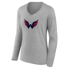 NHL Washington Capitals Women's Primary Logo Long Sleeve V-Neck T-Shirt