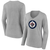 NHL Winnipeg Jets Women's Primary Logo Long Sleeve V-Neck T-Shirt