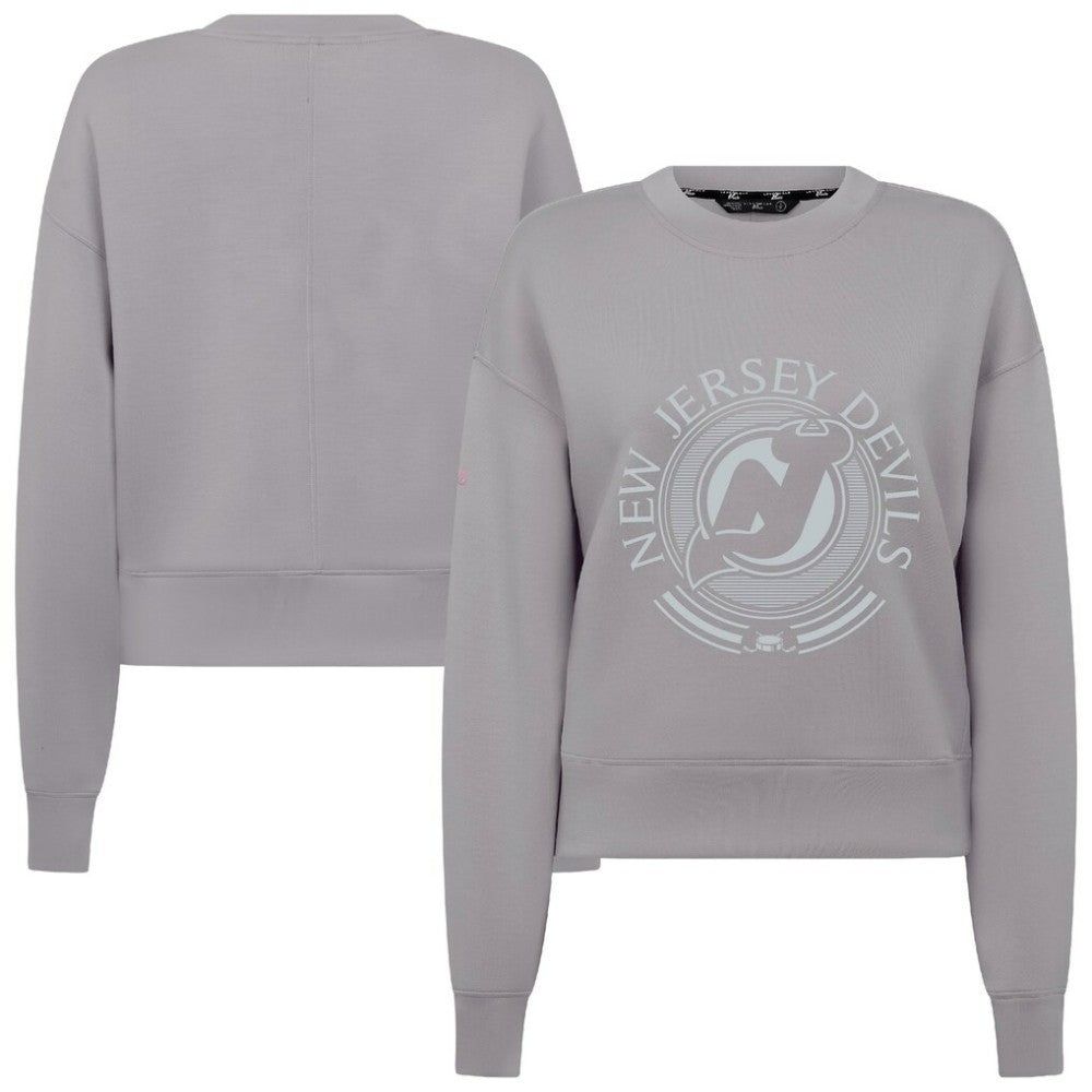 NHL New Jersey Devils Levelwear Women's Slate & Snow Sponge Tri-Blend Sweatshirt