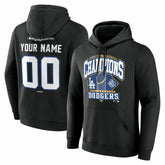 Black Los Angeles Dodgers 2025 World Series Champions Custom Name & Number Hoodie
