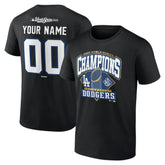 Black Los Angeles Dodgers 2025 World Series Champions Custom Name & Number T-Shirt