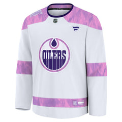 NHL Edmonton Oilers Fanatics Hockey Fights Cancer Survivor Practice Jersey