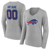 Women's Team Authentic Personalized Name & Number Long Sleeve V-Neck T-Shirt - Buffalo Bills T-shirts
