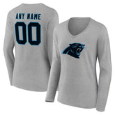 Women's Team Authentic Personalized Name & Number Long Sleeve V-Neck T-Shirt - Carolina Panthers T-shirts