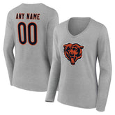 Women's Team Authentic Personalized Name & Number Long Sleeve V-Neck T-Shirt - Chicago Bears T-shirts