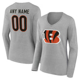 Women's Team Authentic Personalized Name & Number Long Sleeve V-Neck T-Shirt - Cincinnati Bengals T-shirts