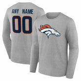 Team Authentic Personalized Name & Number Long Sleeve T-Shirt - Denver Broncos T-shirts