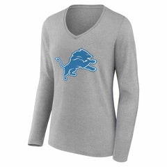 Women's Team Authentic Personalized Name & Number Long Sleeve V-Neck T-Shirt - Detroit Lions T-shirts