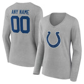 Women's Team Authentic Personalized Name & Number Long Sleeve V-Neck T-Shirt - Indianapolis Colts T-shirts