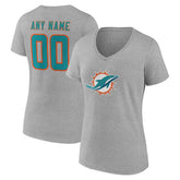 Women's Team Authentic Personalized Name & Number V-Neck T-Shirt - Miami Dolphins T-shirts