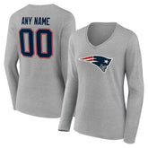 Women's Team Authentic Personalized Name & Number Long Sleeve V-Neck T-Shirt - New England Patriots T-shirts