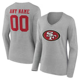 Women's Team Authentic Personalized Name & Number Long Sleeve V-Neck T-Shirt - San Francisco 49ers T-shirts