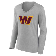 Women's Team Authentic Personalized Name & Number Long Sleeve V-Neck T-Shirt - Washington Commanders T-shirts