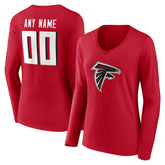 Women's Team Authentic Personalized Name & Number Long Sleeve V-Neck T-Shirt - Atlanta Falcons T-shirts