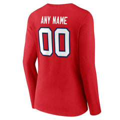 Women's Team Authentic Personalized Name & Number Long Sleeve V-Neck T-Shirt - Buffalo Bills T-shirts