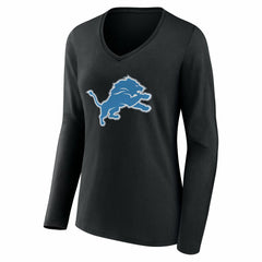 Women's Team Authentic Personalized Name & Number Long Sleeve V-Neck T-Shirt - Detroit Lions T-shirts