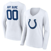 Women's Team Authentic Personalized Name & Number Long Sleeve V-Neck T-Shirt - Indianapolis Colts T-shirts