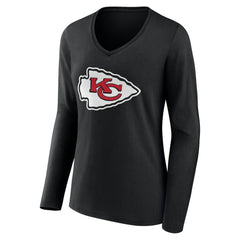Women's Team Authentic Personalized Name & Number Long Sleeve V-Neck T-Shirt - Kansas City Chiefs T-shirts