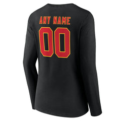 Women's Team Authentic Personalized Name & Number Long Sleeve V-Neck T-Shirt - Kansas City Chiefs T-shirts