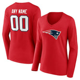 Women's Team Authentic Personalized Name & Number Long Sleeve V-Neck T-Shirt - New England Patriots T-shirts