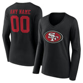 Women's Team Authentic Personalized Name & Number Long Sleeve V-Neck T-Shirt - San Francisco 49ers T-shirts