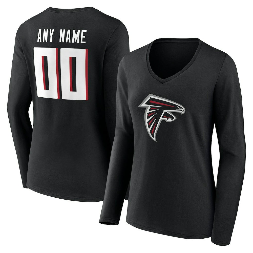 Women's Team Authentic Personalized Name & Number Long Sleeve V-Neck T-Shirt - Atlanta Falcons T-shirts