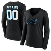Women's Team Authentic Personalized Name & Number Long Sleeve V-Neck T-Shirt - Carolina Panthers T-shirts