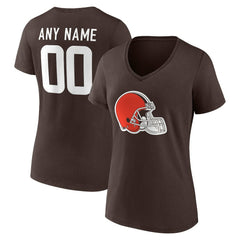 Women's Team Authentic Personalized Name & Number V-Neck T-Shirt - Cleveland Browns T-shirts