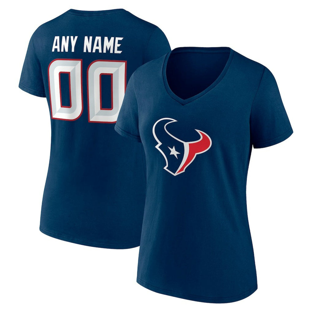 Women's Team Authentic Personalized Name & Number V-Neck T-Shirt - Houston Texans T-shirts