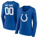Women's Team Authentic Personalized Name & Number Long Sleeve V-Neck T-Shirt - Indianapolis Colts T-shirts
