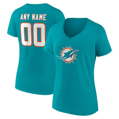 Women's Team Authentic Personalized Name & Number V-Neck T-Shirt - Miami Dolphins T-shirts