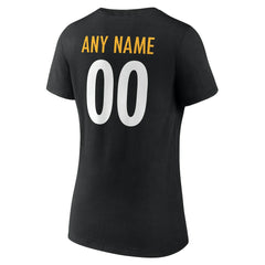 Women's Team Authentic Personalized Name & Number V-Neck T-Shirt - Pittsburgh Steelers T-shirts