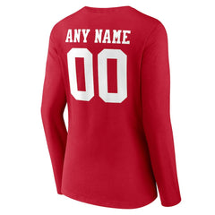 Women's Team Authentic Personalized Name & Number Long Sleeve V-Neck T-Shirt - San Francisco 49ers T-shirts