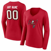 Women's Team Authentic Personalized Name & Number Long Sleeve V-Neck T-Shirt - Tampa Bay Buccaneers T-shirts